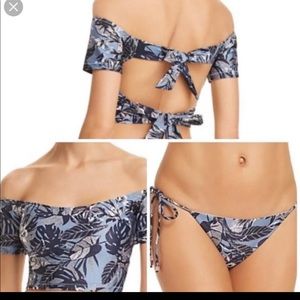 Sam Edelman Floral Metallic Bikini Top L